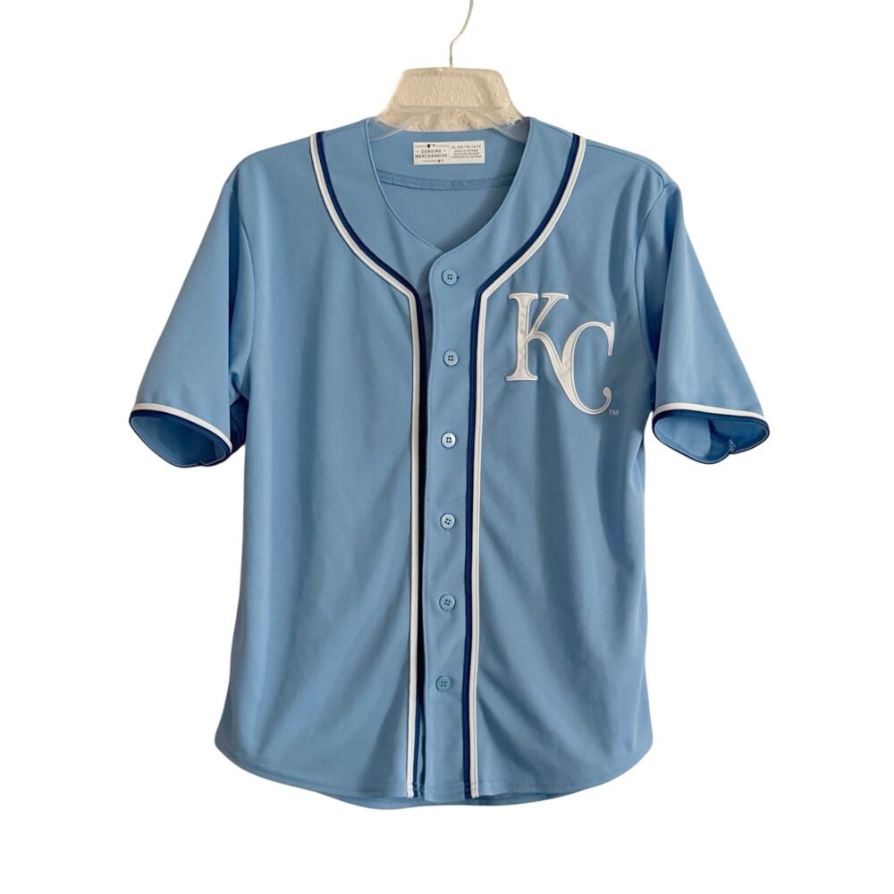 Kansas City Royals Baseball Jersey MLB Youth XL KC Button Up Sports Fan Athlete
